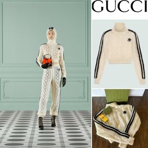 Gucci X Adidas Authentic Cream And Black Mohair Knit Sweater | Size M